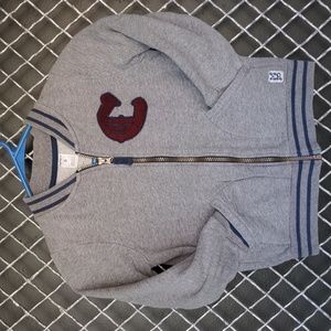 Kids 6 gray navy burgundy zip up sweater varsity letter jacket Carter's